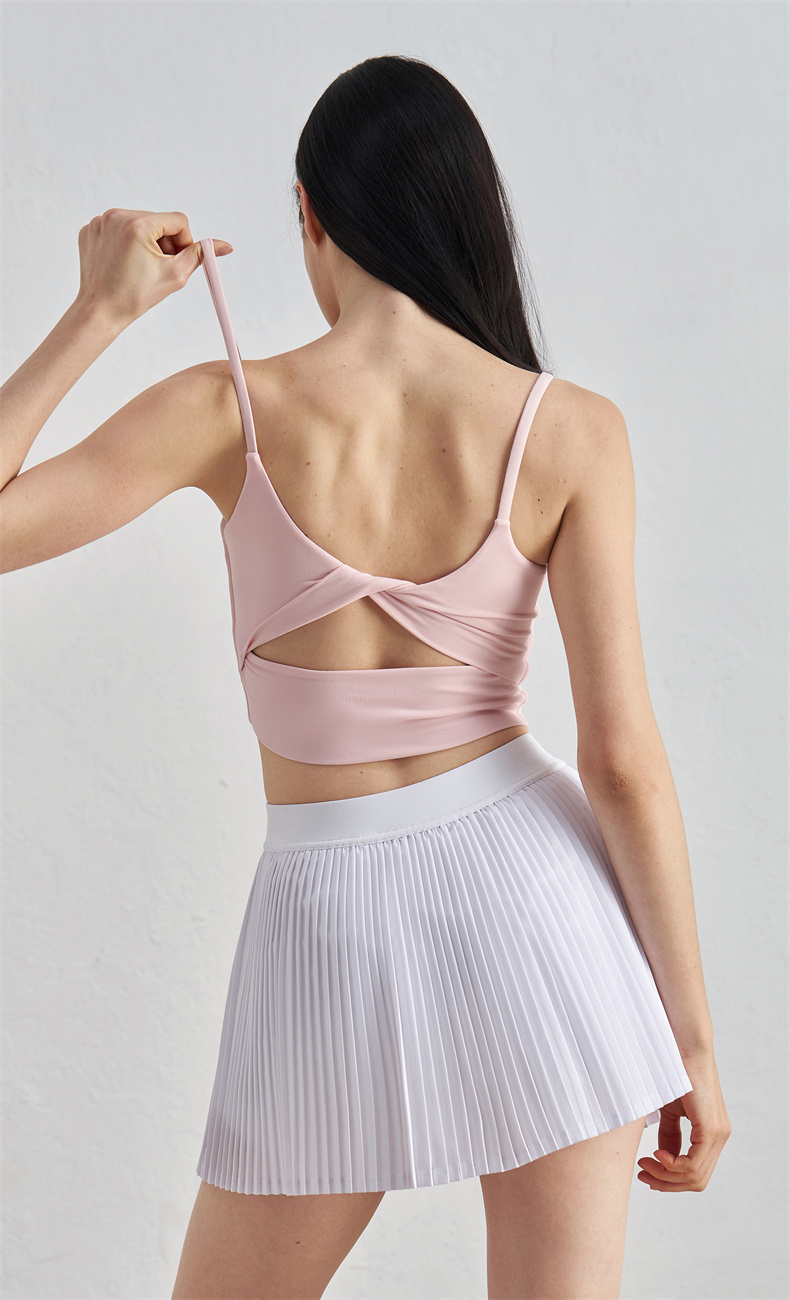 Women's High-Waist Yoga Skirt and Crop Top Set - 80% Nylon 20% Spandex, Barely There Comfortable Fabric – Perfect for Yoga, Gym, Pilates, Running – Yellow - Image 3