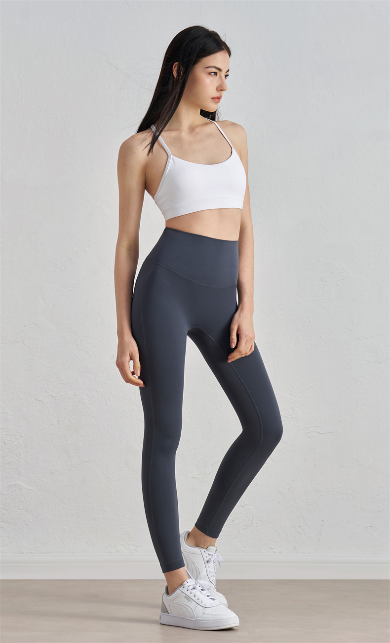 Women's High-Waist Yoga Leggings – 80% Nylon 20% Spandex, Barely There Comfortable Fabric – Perfect for Yoga, Gym, Running – Dark Gray (SKU: CK1497) - Image 2