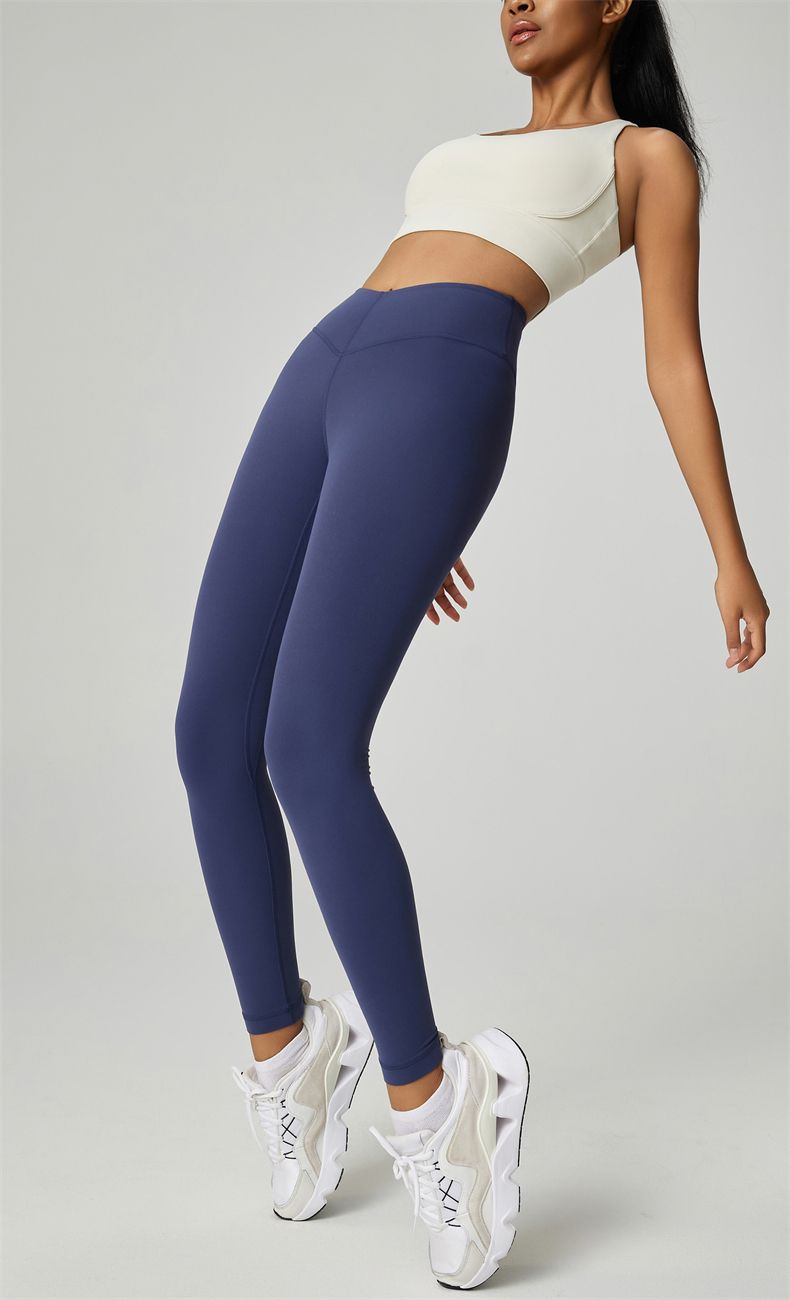 Women's High-Waist Yoga Leggings – 80% Nylon 20% Lycra, Barely There Comfortable Fabric – Perfect for Yoga, Gym, Running – Dark Blue (SKU: CK1595) - Image 2