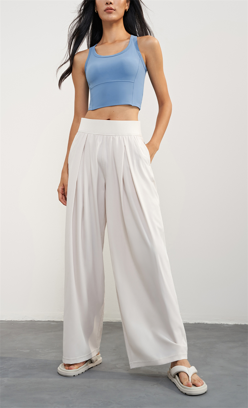 CK1601 Women's Wide-Leg Yoga Pants - UPF 50+ Sun Protection, Quick-Drying, Breathable Fabric, Double Side Pockets, Modern Straight Cut - Image 2