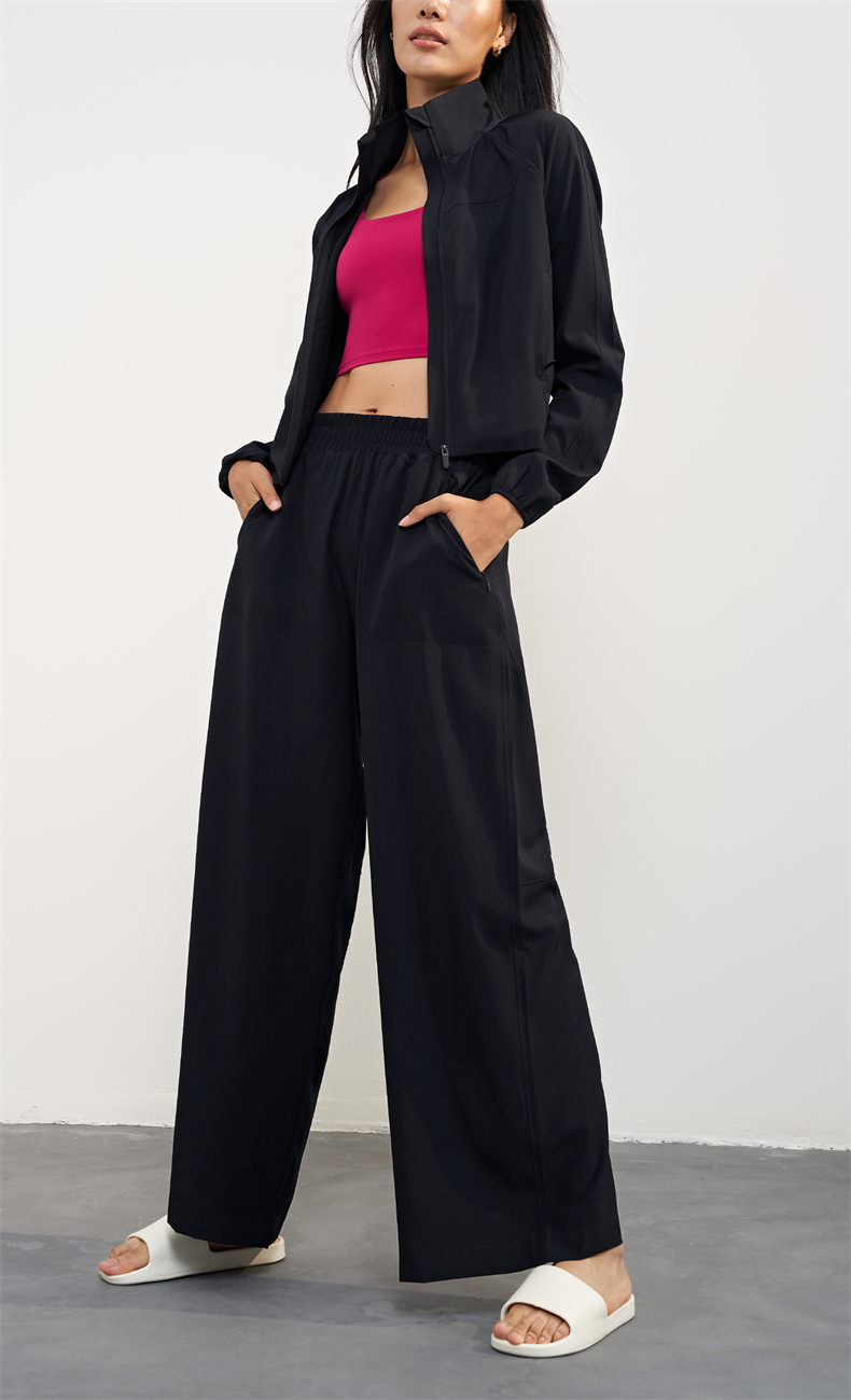 CK1602 Women's High-Waisted Yoga Pants - UPF 50+ Sun Protection, Quick-Drying & Breathable Fabric, Zipper Pockets, Elastic Waistband with Inner Drawstring - Image 2