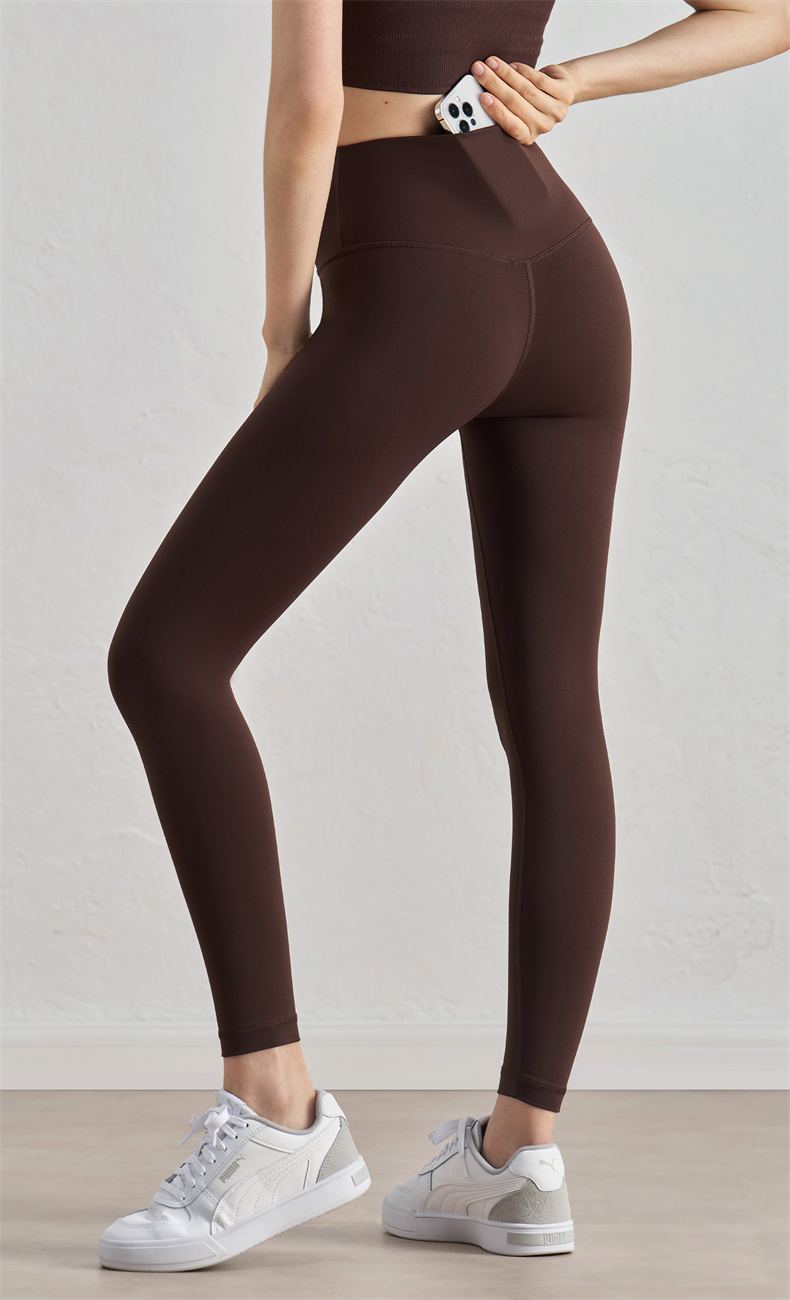 CK41038 Women's High-Waisted Antibacterial Yoga Leggings - 82% Nylon + 18% Spandex, 220gsm, Seamless Design, Pockets for Phone & Essentials, Perfect for Workout, Gym, Yoga & Daily Wear - Image 2