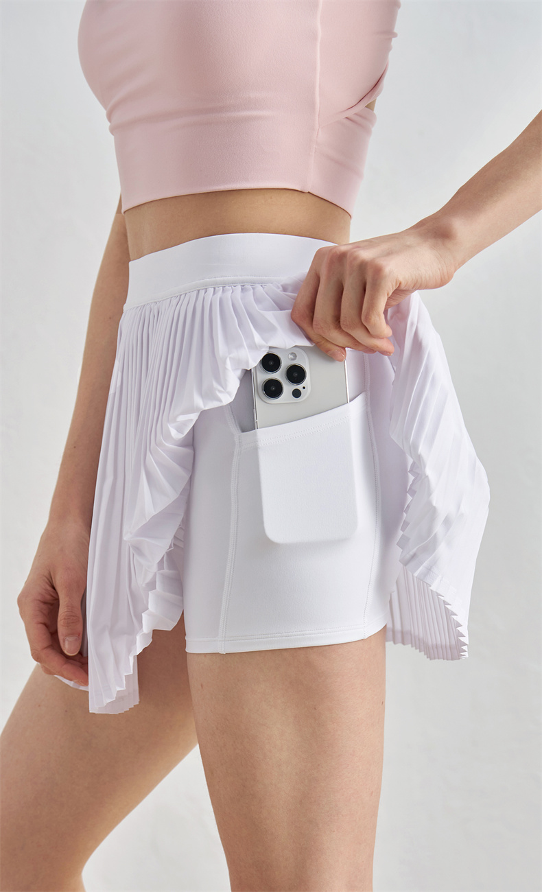 DQ52028 Women's Yoga Skirt - Outer: 91% Polyester + 9% Spandex, Inner: 82% Polyester + 18% Spandex, High-Waisted Design with Elastic Waistband, Perfect for Workout, Gym, Yoga & Daily Wear - Image 3