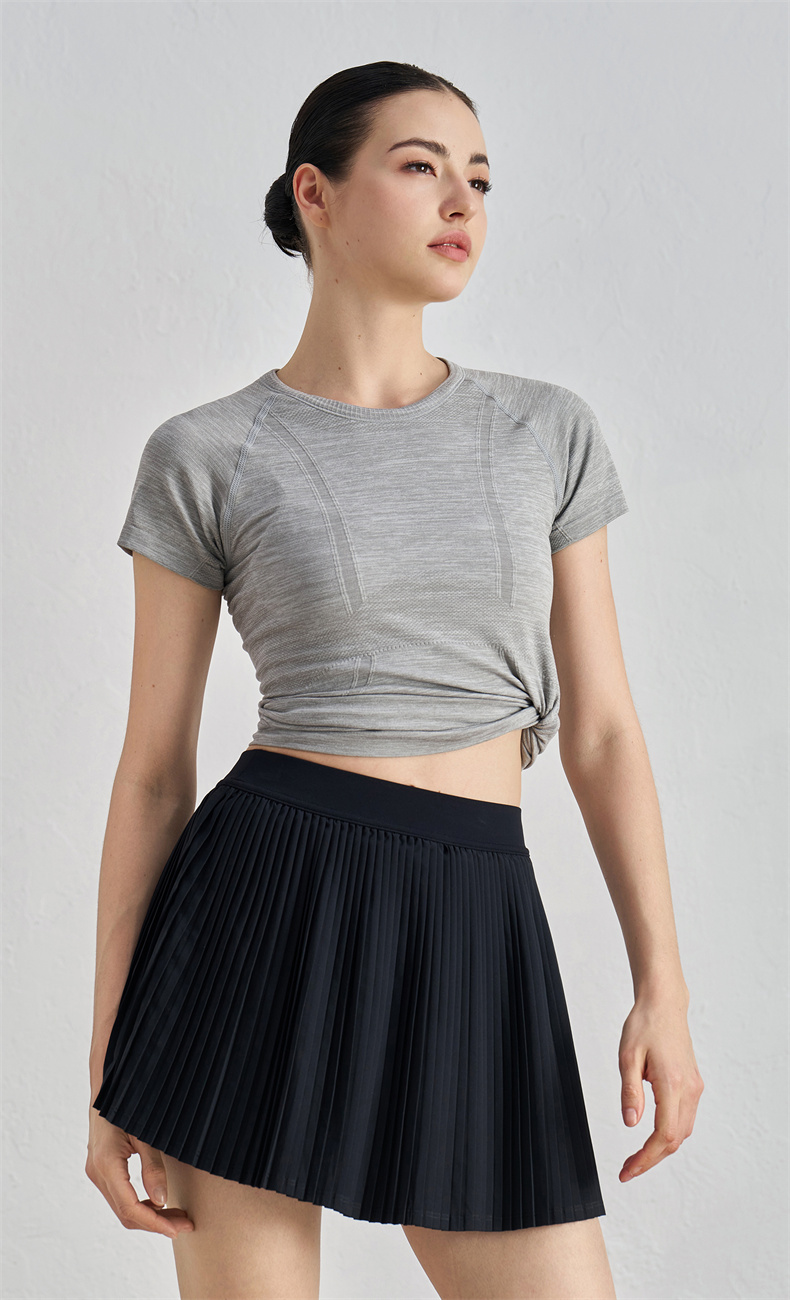 DQ52028 Women's Yoga Skirt - Outer: 91% Polyester + 9% Spandex, Inner: 82% Polyester + 18% Spandex, High-Waisted Design with Elastic Waistband, Perfect for Workout, Gym, Yoga & Daily Wear - Image 11