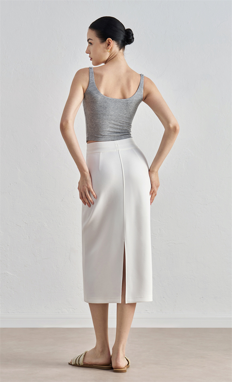 BQ52031 Women's Yoga Skirt - 81% Polyester + 15% Viscose + 4% Spandex, 310gsm, Straight H-Line Design, Split Hem for Comfort & Style, Perfect for Workout, Gym, Yoga & Daily Wear - Image 4