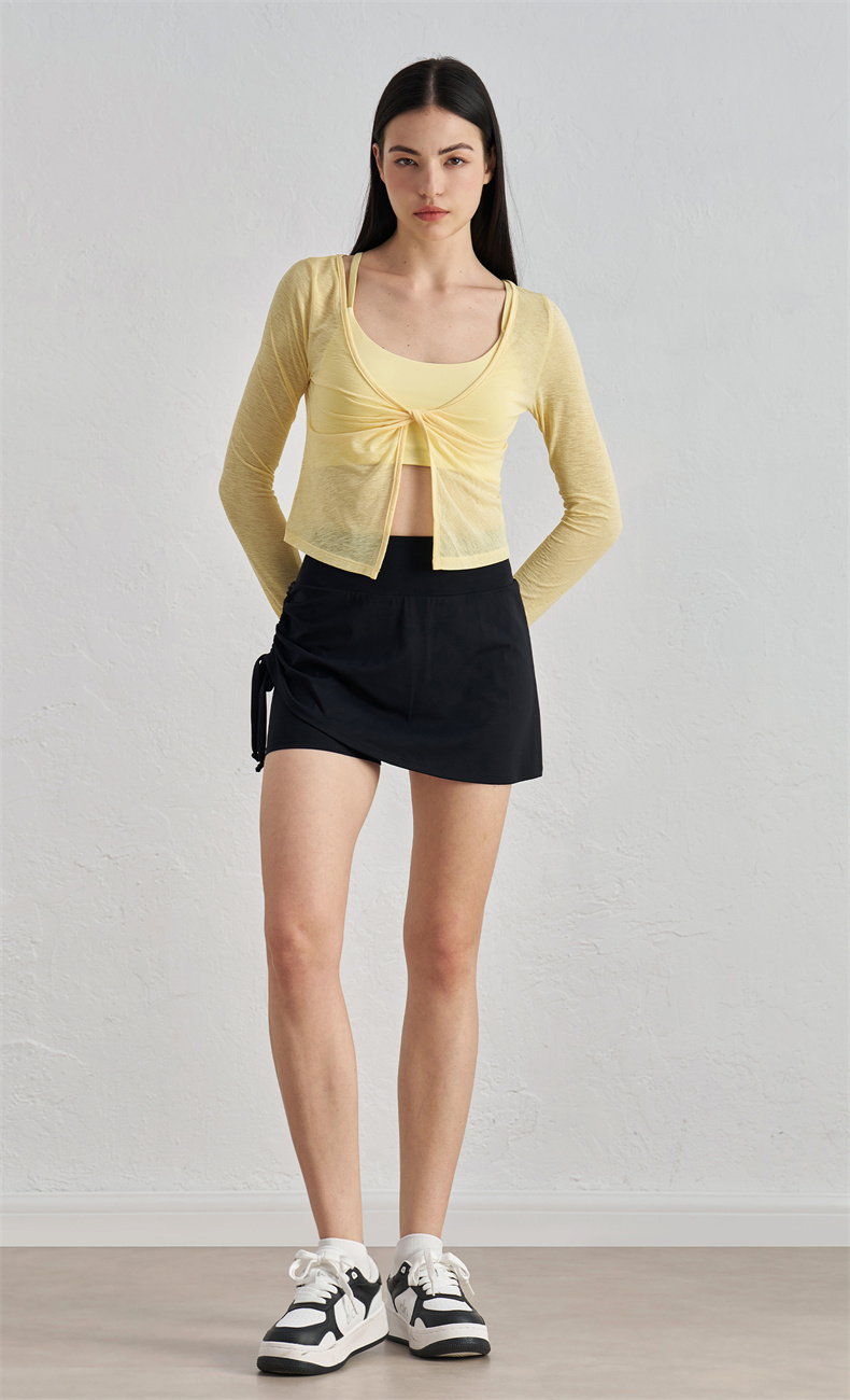 Bamboo Knit Yoga Top for Women – 100% Polyester, 100g/m² Lightweight Breathable Fitness Tank, SKU: CX52021 - Image 3