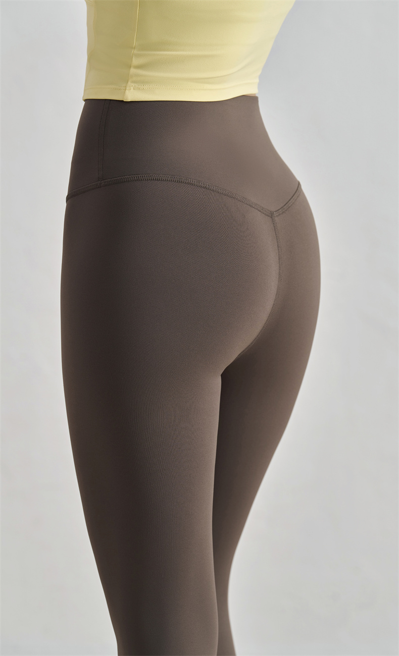 Women's High-Waist Yoga Leggings – 80% Nylon 20% Spandex, Barely There Comfortable Fabric – Perfect for Yoga, Gym, Running – Brown (SKU: CK1237) - Image 10