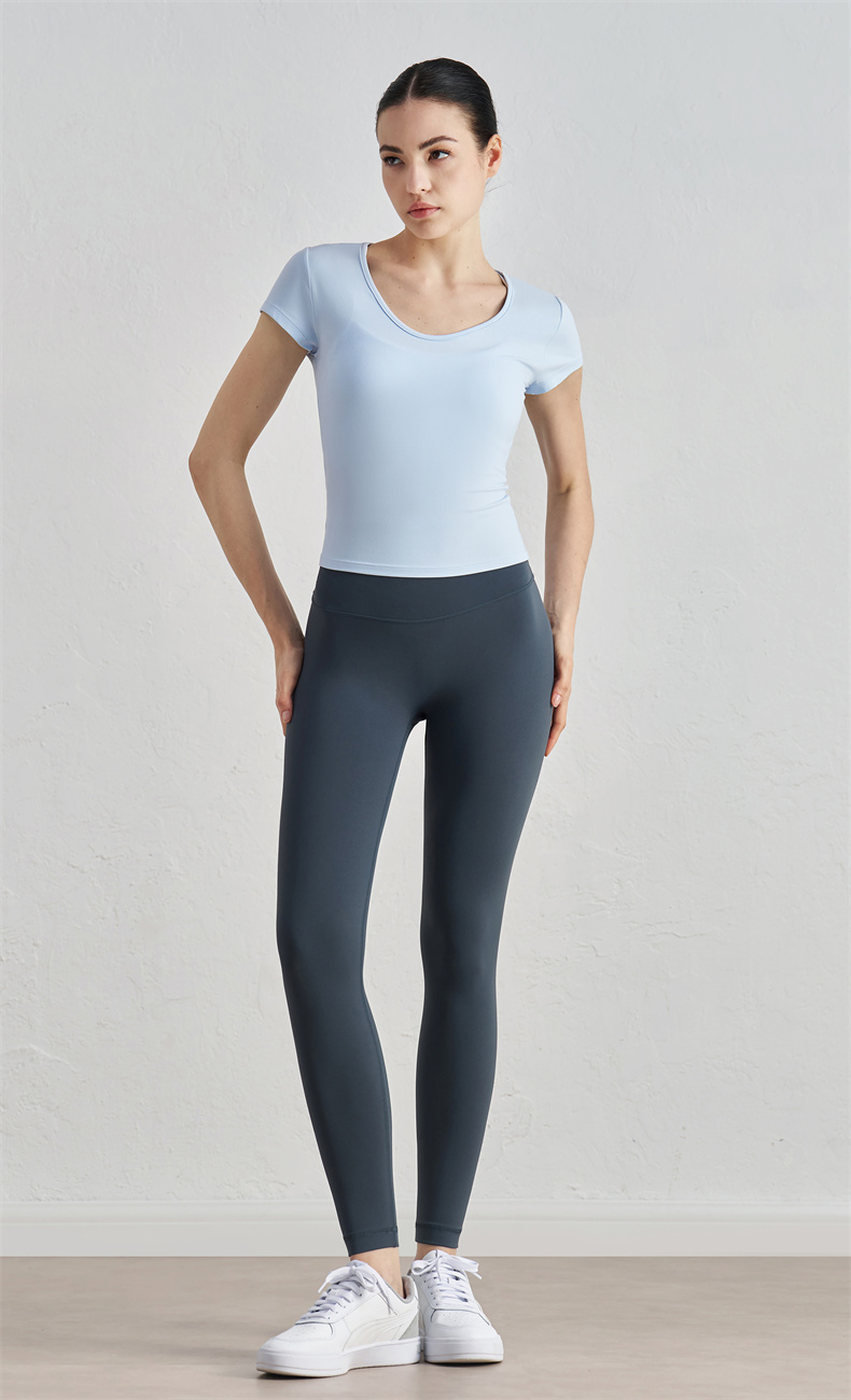 Women's High Waisted Yoga Leggings – Seamless Front Design, No Visible Panty Lines – 80% Nylon 20% Lycra, 220g/m² Sweat-Wicking Fabric – Perfect for Gym, Yoga, Running – SKU: CK1237 - Image 12