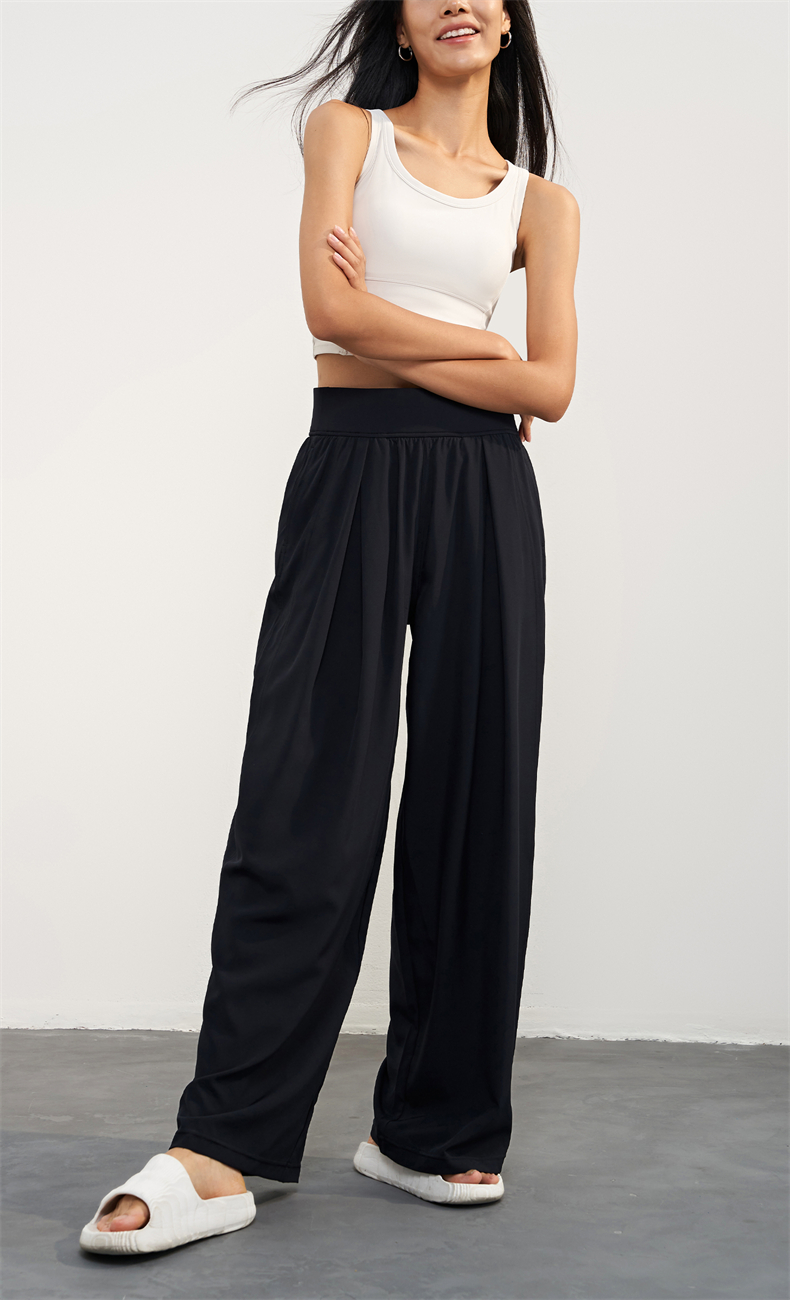 CK1601 Women's Wide-Leg Yoga Pants - UPF 50+ Sun Protection, Quick-Drying, Breathable Fabric, Double Side Pockets, Modern Straight Cut - Image 4