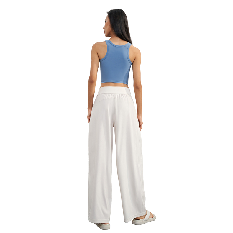 CK1601 Women's Wide-Leg Yoga Pants - UPF 50+ Sun Protection, Quick-Drying, Breathable Fabric, Double Side Pockets, Modern Straight Cut - Premium yoga sun protection pants wholesale