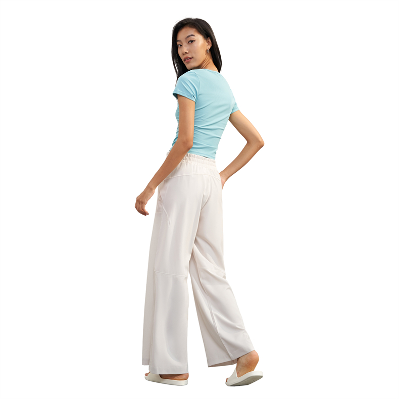 CK1602 Women's High-Waisted Yoga Pants - UPF 50+ Sun Protection, Quick-Drying & Breathable Fabric, Zipper Pockets, Elastic Waistband with Inner Drawstring - Premium yoga sun protection pants wholesale