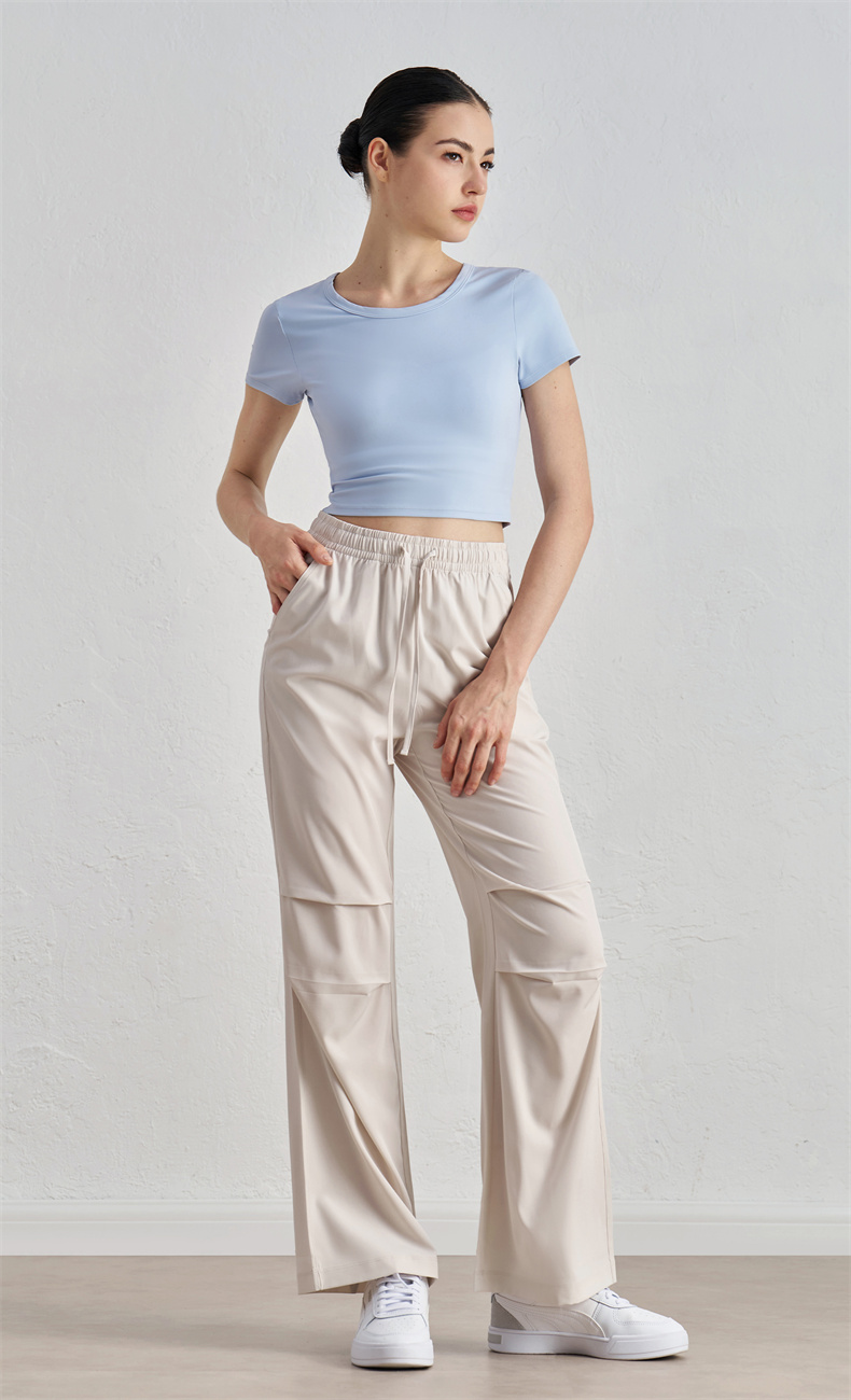 CK52034 Women's Wide-Leg Yoga Pants - 91% Polyester + 9% Spandex, 110gsm, Bell-Shaped Leg Design, Elastic Waistband, Perfect for Workout, Gym, Yoga & Daily Wear - Image 4