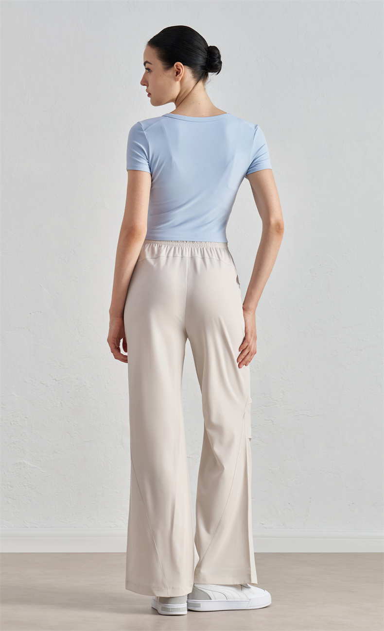 CK52034 Women's Wide-Leg Yoga Pants - 91% Polyester + 9% Spandex, 110gsm, Bell-Shaped Leg Design, Elastic Waistband, Perfect for Workout, Gym, Yoga & Daily Wear - Image 5