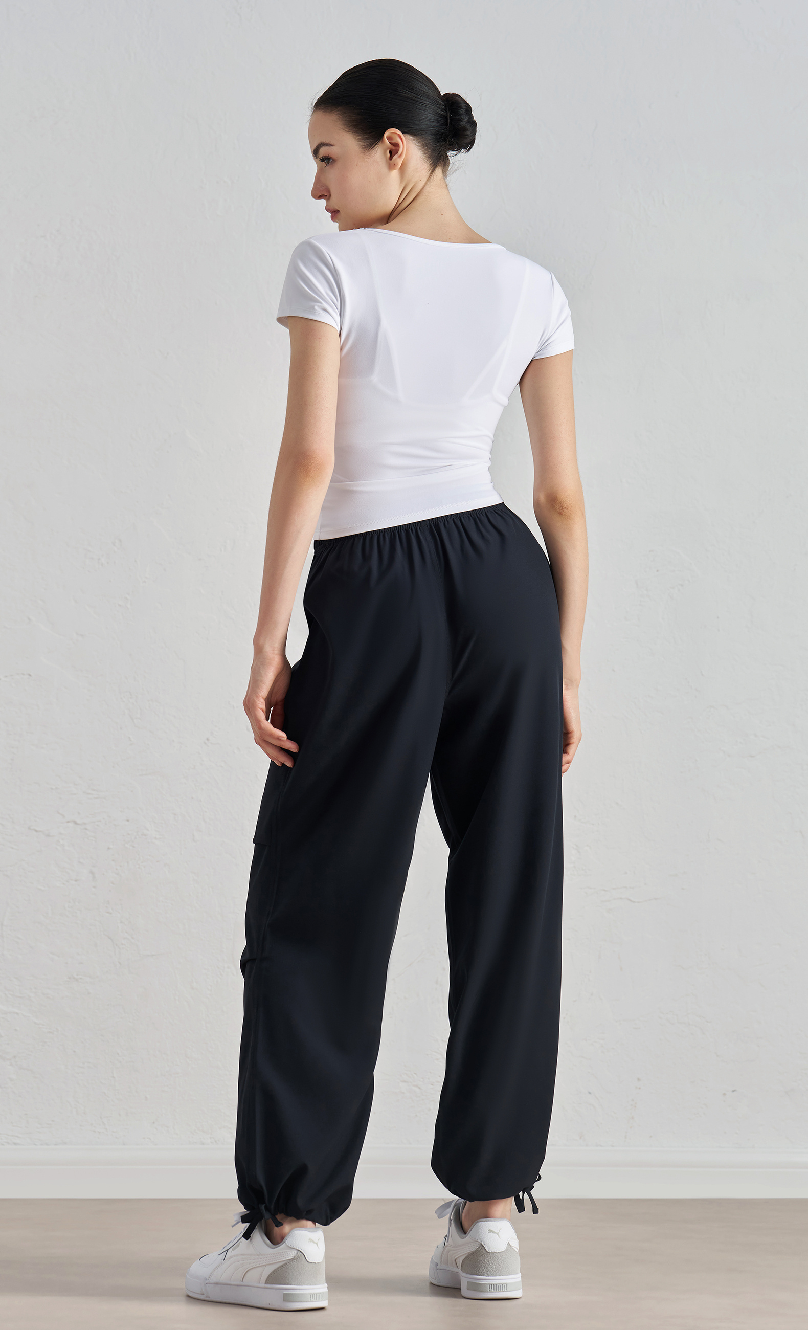 CK52037 Women's Wide-Leg Yoga Pants - 91% Polyester + 9% Spandex, 110gsm, Layered Design, Elastic Waistband with Drawstring, Perfect for Workout, Gym, Yoga & Daily Wear - Image 5