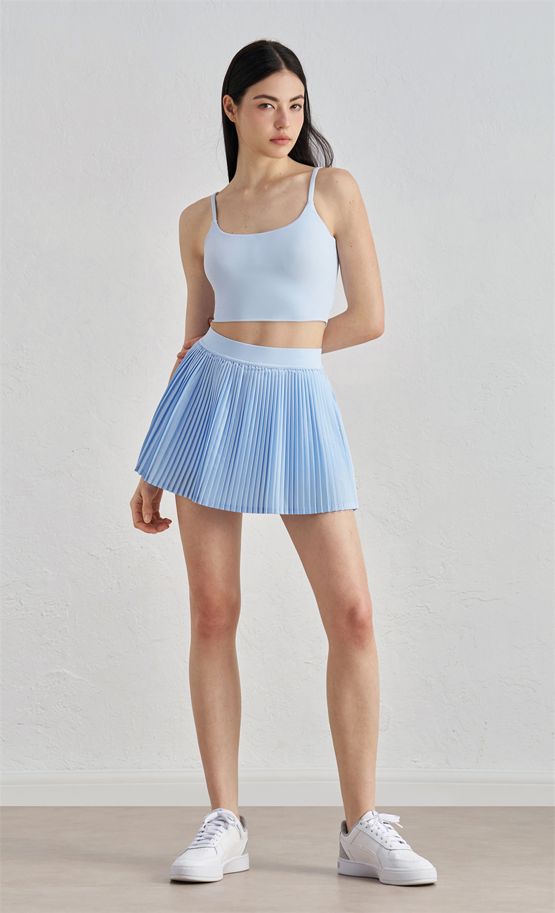 Soft Nuls Yoga Set – 91% Nylon 9% Spandex Sports Bra & 91% Polyester 9% Spandex Pleated Skirt, Lightweight Stretchy Active Wear Outfit, SKU: WX52009+DQ52028 - Image 2