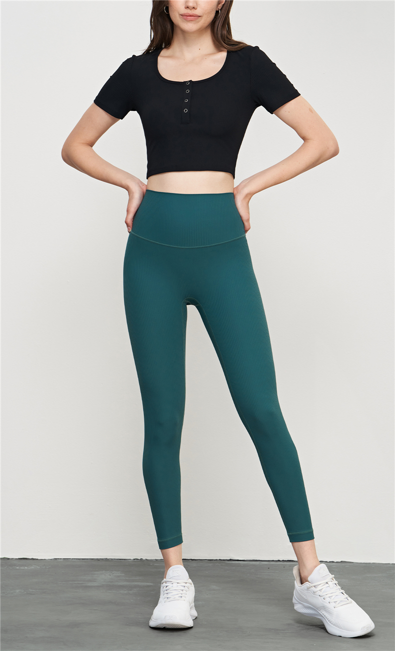 Nuls Ribbed Yoga Pants for Women - High-Waisted, Seamless Design with Hidden Pocket, 78% Nylon & 22% Spandex, 220gsm Thick Fabric, Perfect for Fitness, Gym & Daily Wear – SKU: CK1549 - Image 6